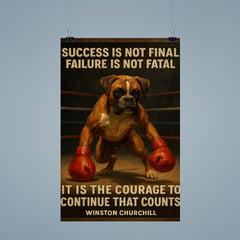 Quote Success Not Final Failure Not Fatal Courage to Continue Winston Churchill Boxer Dog Bounce poster 9