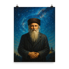 Rabbi Nachman at Uman under stars poster on a plain backdrop in size 8"x10".