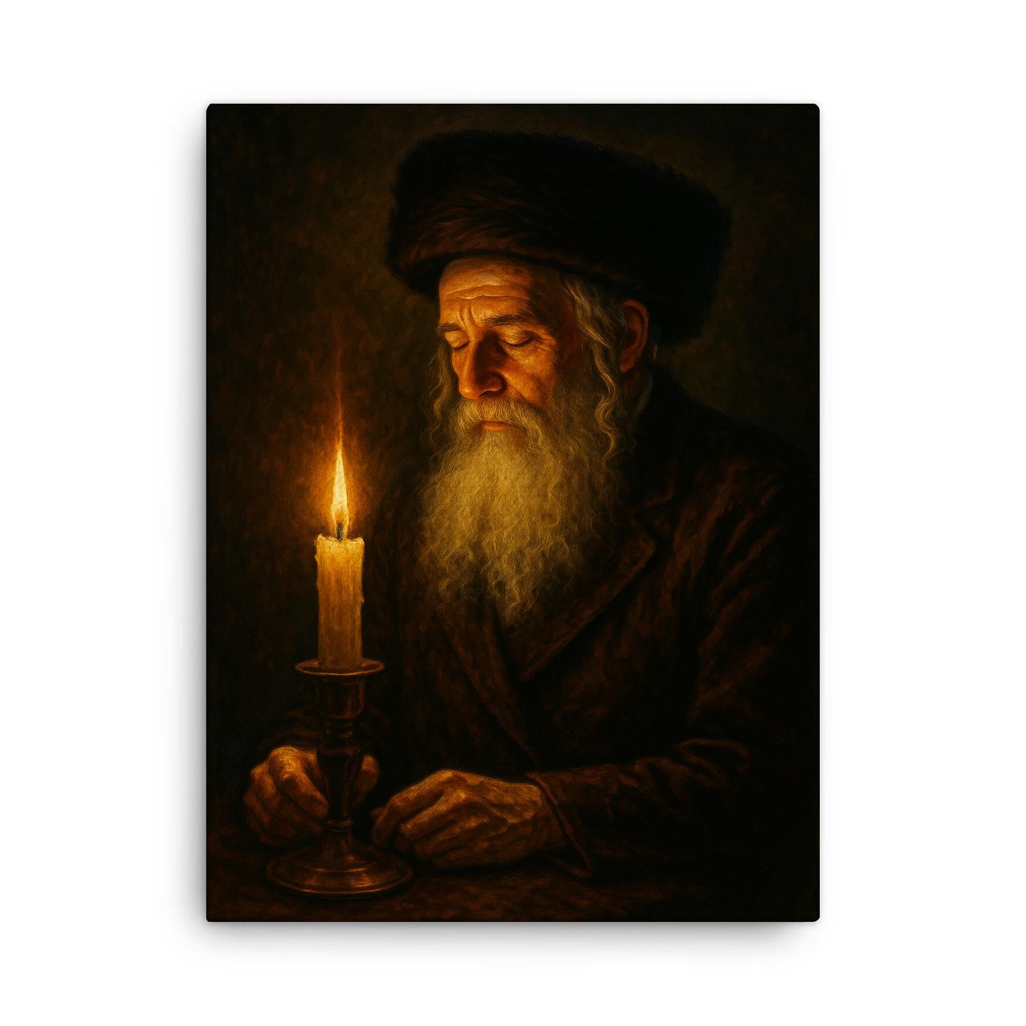 Rabbi Nachman by the Uman Candlelight Canvas Wall Art – Noveltees