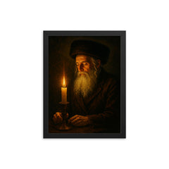 Rabbi Nachman by the Uman candlelight framed print on a plain backdrop in size 12"x16".