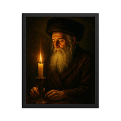 Rabbi Nachman by the Uman candlelight framed print on a plain backdrop in size 16"x20".