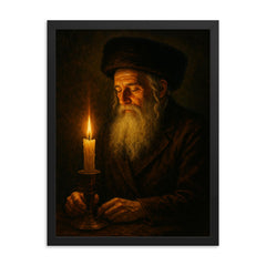 Rabbi Nachman by the Uman candlelight framed print on a plain backdrop in size 18"x24".