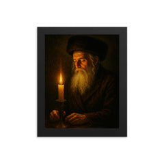 Rabbi Nachman by the Uman candlelight framed print on a plain backdrop in size 8"x10".