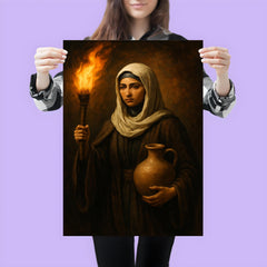 Rabia al Adawiyya carrying torch and water poster 3