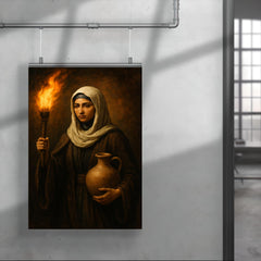 Rabia al Adawiyya carrying torch and water poster 4