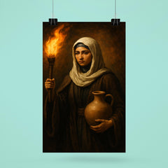 Rabia al Adawiyya carrying torch and water poster 6