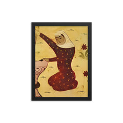 Rabia al Adawiyya framed print on a plain backdrop in size 12"x16".