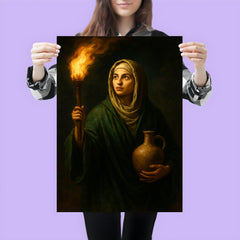 Rabia al Basri carrying torch and water poster 3