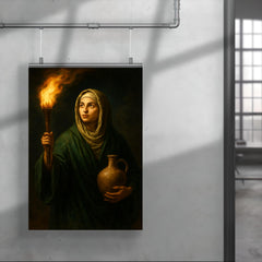 Rabia al Basri carrying torch and water poster 4