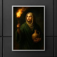 Rabia al Basri carrying torch and water poster 5