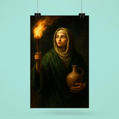 Rabia al Basri carrying torch and water poster 6