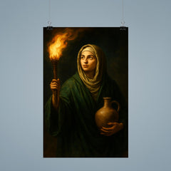 Rabia al Basri carrying torch and water poster 9