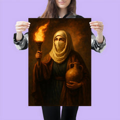 Rabia al Basri with torch and water jar poster 3