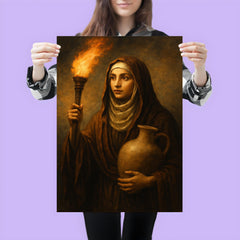 Rabia al Basri with torch and water jar poster 3