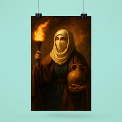 Rabia al Basri with torch and water jar poster 6