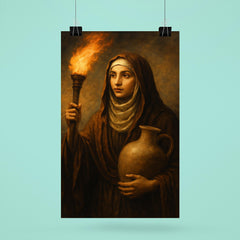 Rabia al Basri with torch and water jar poster 6