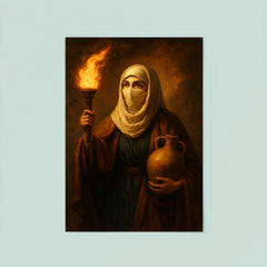 Rabia al Basri with torch and water jar poster 8