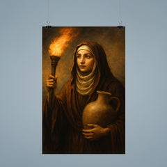 Rabia al Basri with torch and water jar poster 9