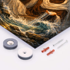 Rabia al Basri with torch and water metal print mockup