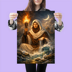 Rabia al Basri with torch and water poster 3