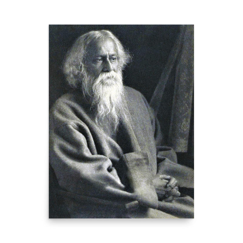 Rabindranath Tagore poster on a plain backdrop in size 18