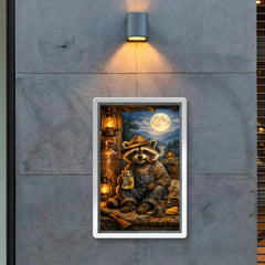 Raccoon moonshiner on Appalachian porch poster 2
