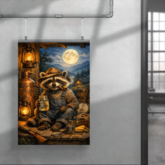 Raccoon moonshiner on Appalachian porch poster 4