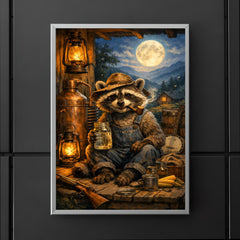 Raccoon moonshiner on Appalachian porch poster 5