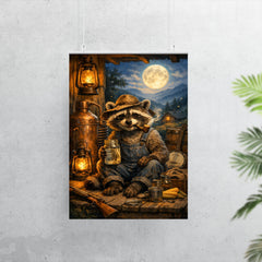 Raccoon moonshiner on Appalachian porch poster 7