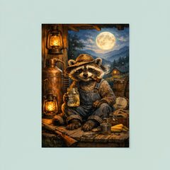 Raccoon moonshiner on Appalachian porch poster 8