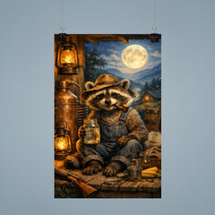 Raccoon moonshiner on Appalachian porch poster 9