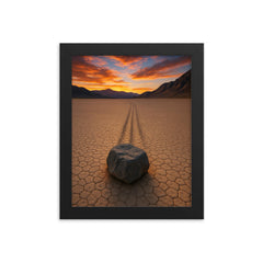 Racetrack Playa Sailing Stones California USA framed print on a plain backdrop in size 8"x10".