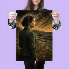 Rachel Carson facing a poisoned silent shoreline poster 3