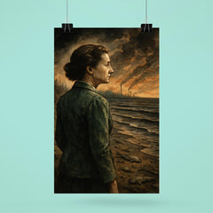 Rachel Carson facing a poisoned silent shoreline poster 6