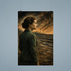 Rachel Carson facing a poisoned silent shoreline poster 9