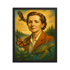 Rachel Carson framed print on a plain backdrop in size 16"x20".