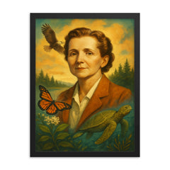 Rachel Carson framed print on a plain backdrop in size 18"x24".