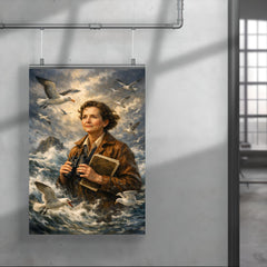 Rachel Carson with storm tossed seabirds poster 4