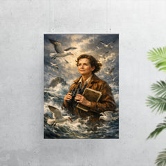 Rachel Carson with storm tossed seabirds poster 7