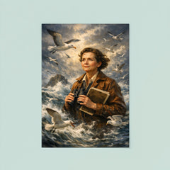 Rachel Carson with storm tossed seabirds poster 8