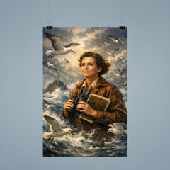 Rachel Carson with storm tossed seabirds poster 9