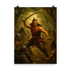 Raden Wijaya founding Majapahit through forest ambush poster on a plain backdrop in size 8"x10".