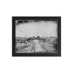Railroad Wreck, 1870-1890 framed print on a plain backdrop in size 8"x10".