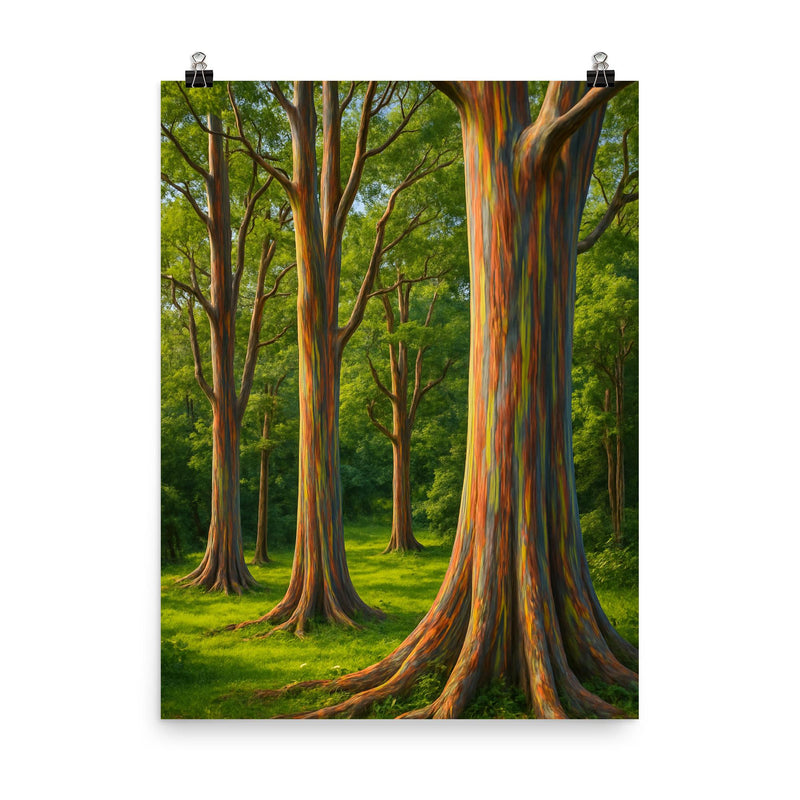 Rainbow Eucalyptus Grove Maui Hawaii USA poster on a plain backdrop in size 8