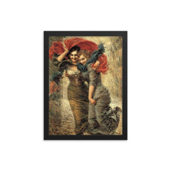 Rainy Day by Gaetano Bellei framed print on a plain backdrop in size 12"x16".