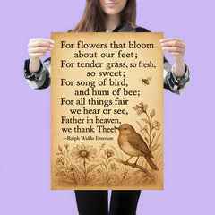 Ralph Waldo Emerson gratitude poem with bird poster 3