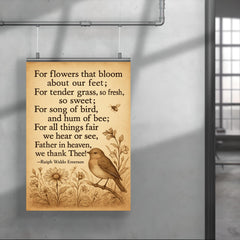 Ralph Waldo Emerson gratitude poem with bird poster 4