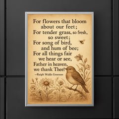 Ralph Waldo Emerson gratitude poem with bird poster 5