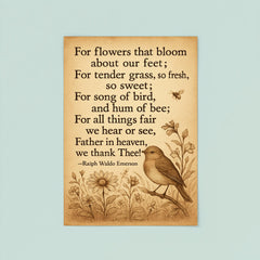 Ralph Waldo Emerson gratitude poem with bird poster 8