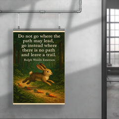 ralph waldo emerson quote go where there is no path and leave a trail poster 4